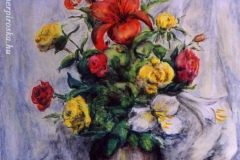 Csedélet rózsákkal 1998. 30×40cm, pasztell