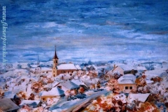 Téli kép Nagyigmándról 2000. 45×70cm, olaj, farost